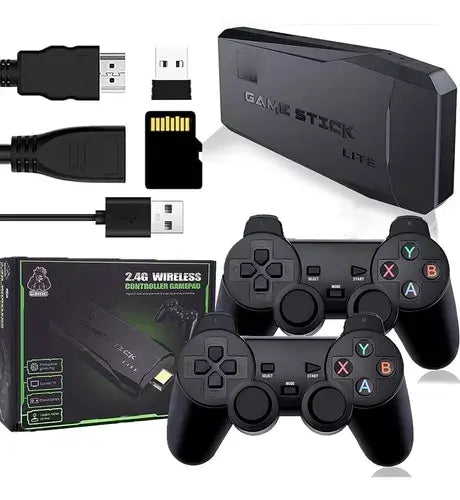 Game Stick Lite 4K™ – Mini Consola Retro HDMI con 10.000 Juegos + 2 Mandos Inalámbricos