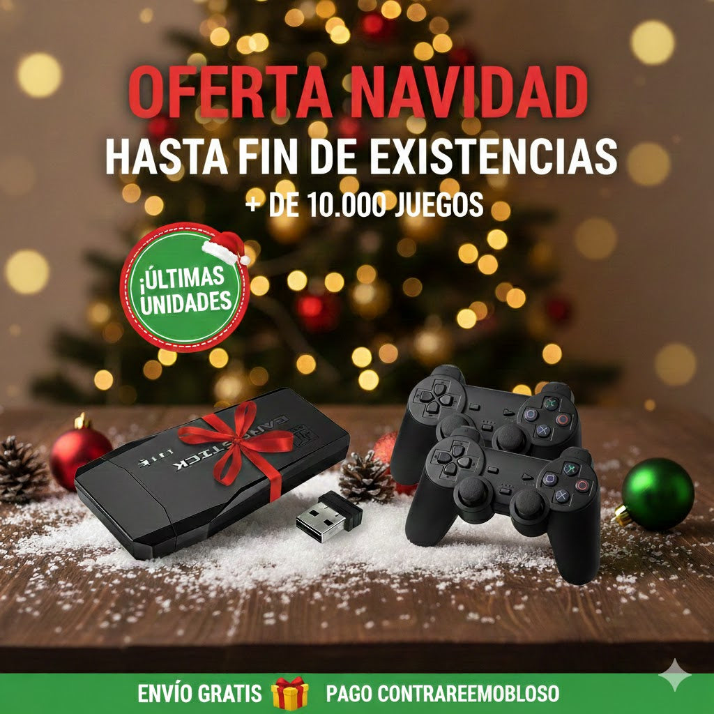 Game Stick Lite 4K™ – Mini Consola Retro HDMI con 10.000 Juegos + 2 Mandos Inalámbricos